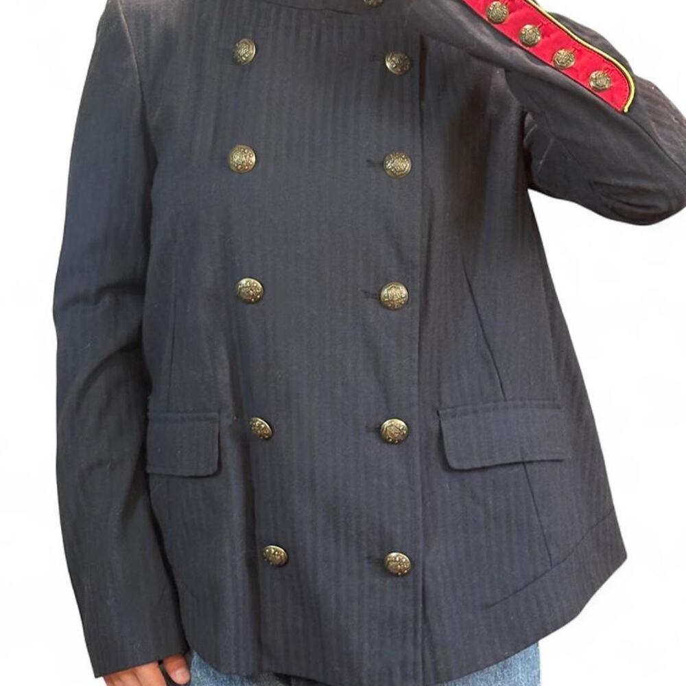 Free People Navy Military Nautical Double Breasted Jacket S Old Money Preppy